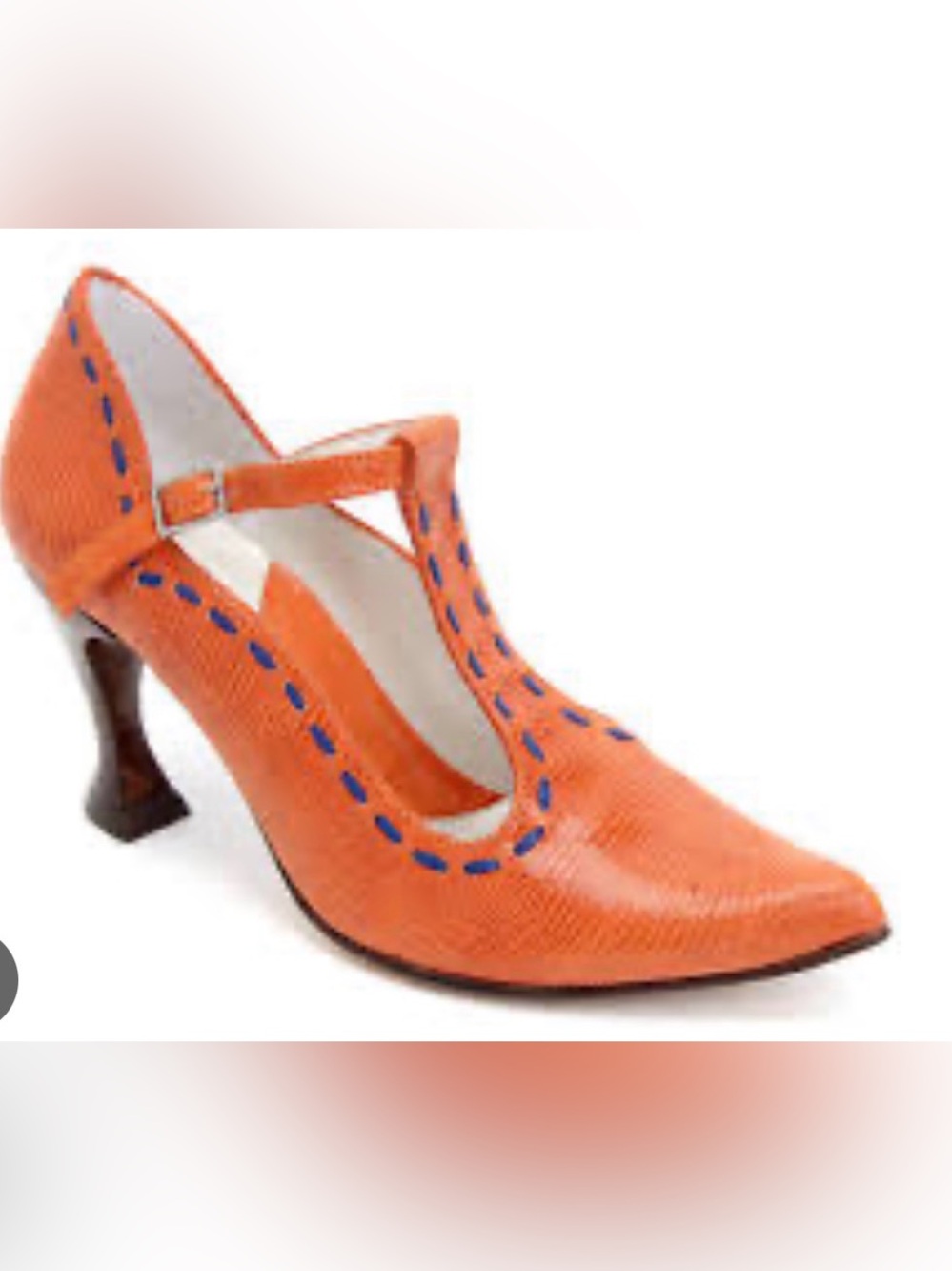 Fluevog VINTAGE EXCELLENT Coffee Tenango Orange Cairo pointy T-strap heel -8.5